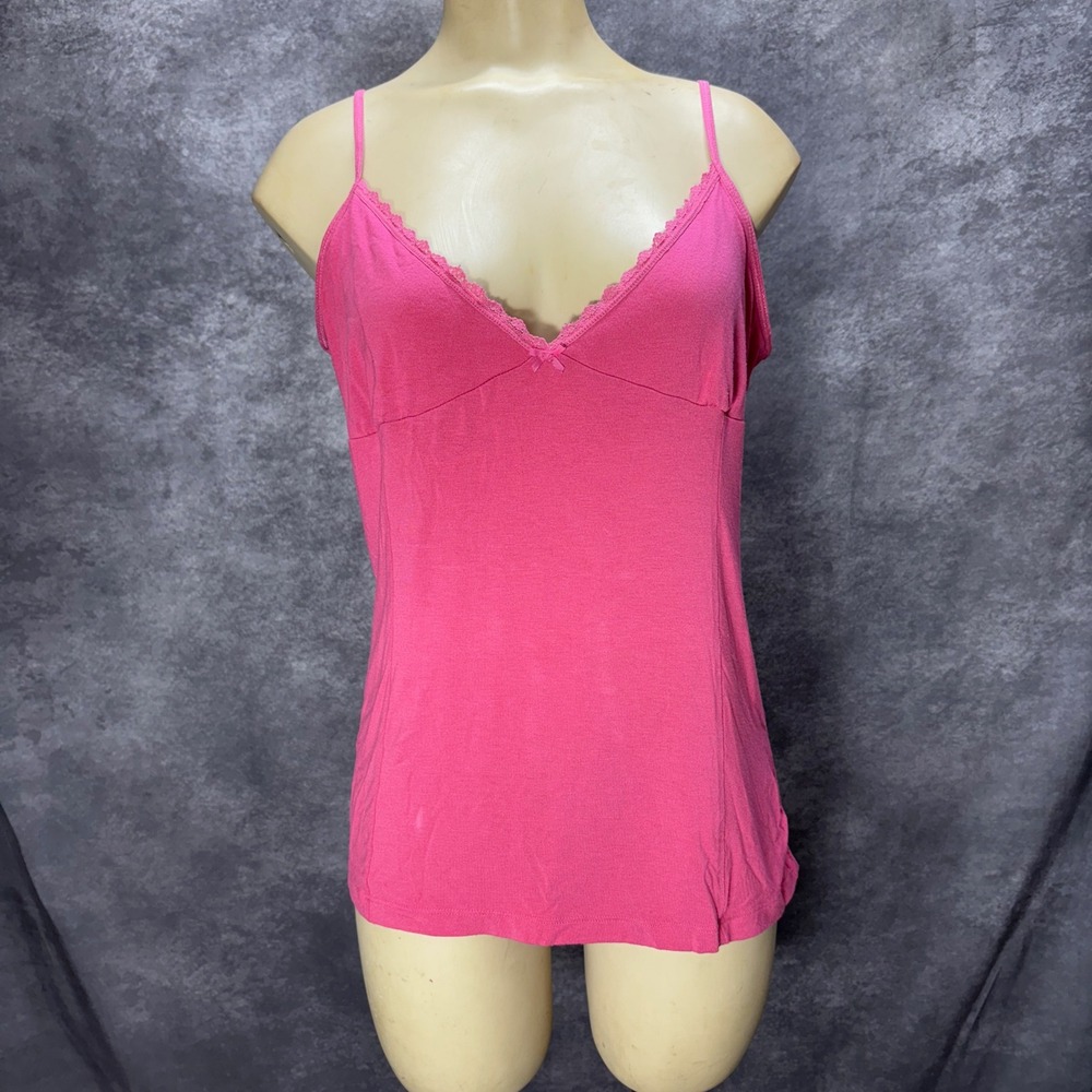 Y2K Old Navy Babydoll Pink Lace Trim Camisole Tank Top Size L Layering Coquette‎